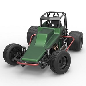 3D Diecast Vintage Sprint car while turning Scale 1 to 25