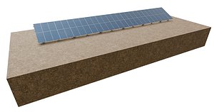 3D model Lowpoly Ground Mounted Solar Panels-26 Rows of PV Modules