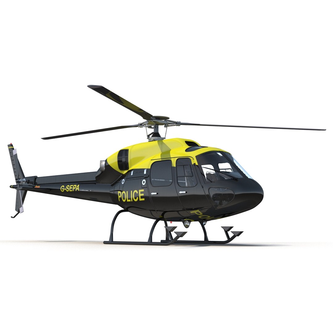 Police Aviation Eurocopter AS 355 Rigged 3D model preview