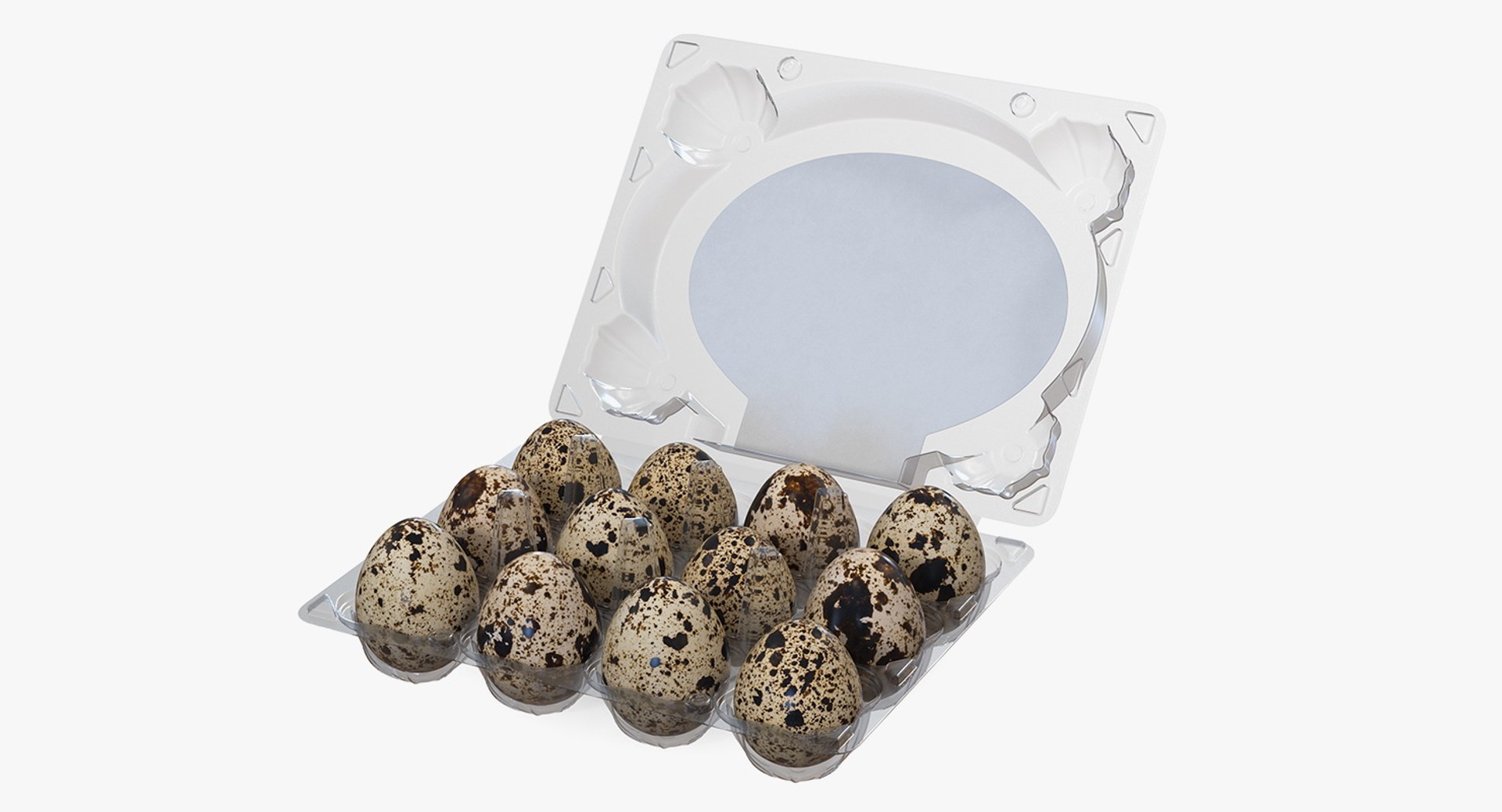 Quail Eggs in Open Box 3D Model 3D model preview