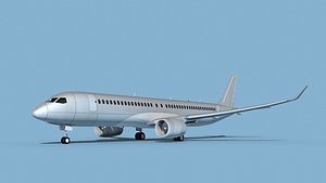 3D Airbus A220-300 Bare Metal