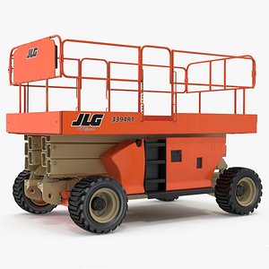 3D JLG 3394RT Scissor Lift Rigged for Maya