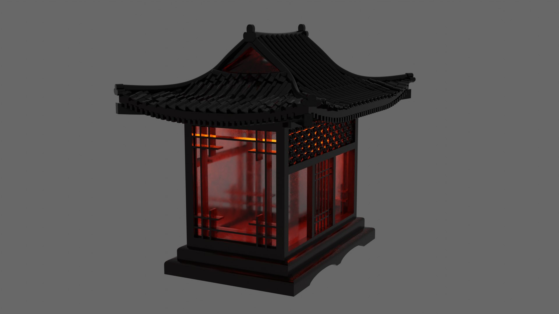 Carved Wood Lamp Japanese Building Architecture Low-poly 3D Model 3D ...