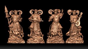3D model Sculpture of the Four Heavenly Kings 3D print model