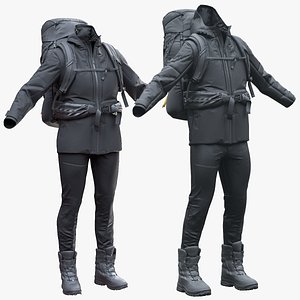 3D Mens and Womens Hiking Outfits Collection model