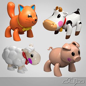 3d plastic animals toys model