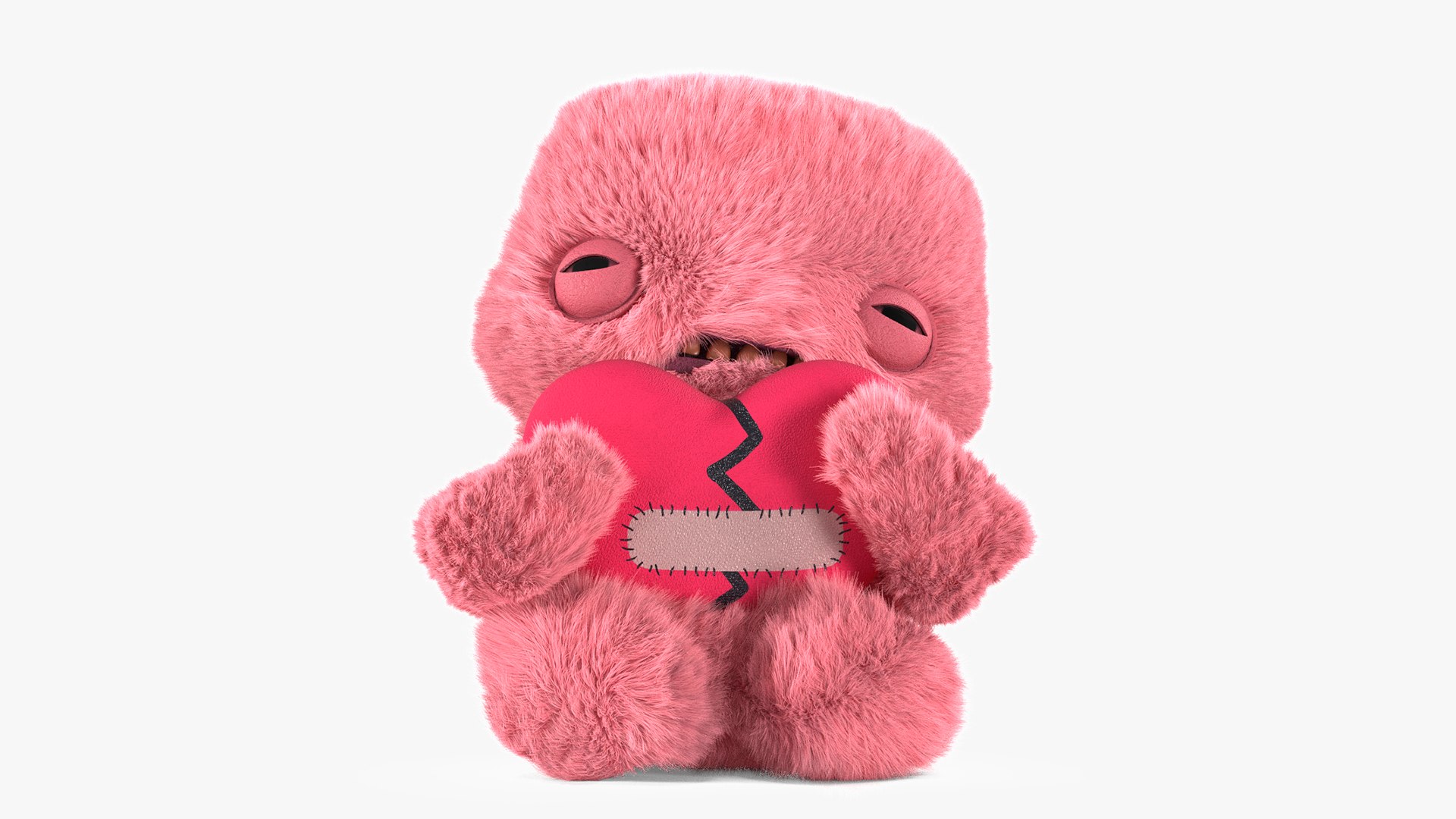 Fuggler Annoyed Alien Plush Pink Fur Rigged for Maya 3D model preview