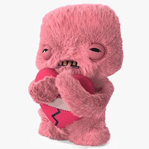 3D Fuggler Annoyed Alien Plush Pink Fur Rigged for Maya