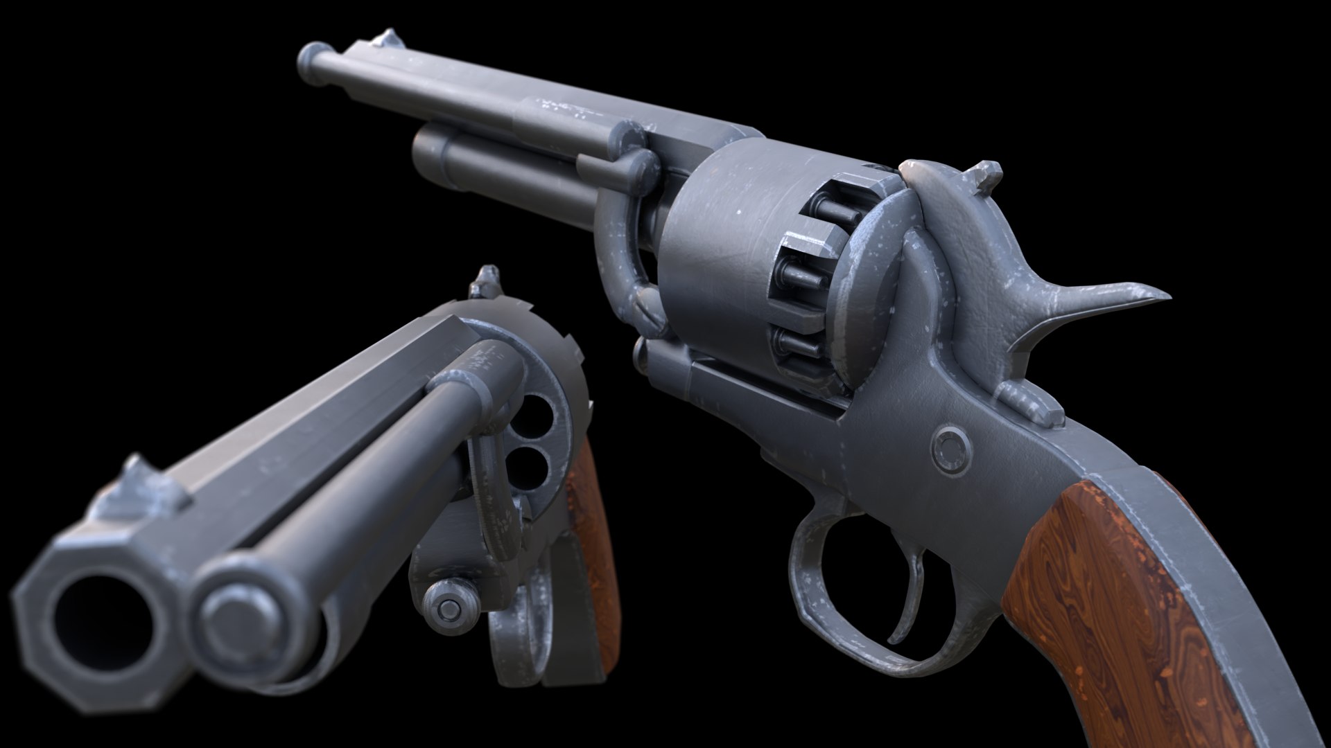 LeMat Revolver - Fully Textured High Quality 3D model https://p.turbosquid.com/ts-thumb/p1/ljCtuF/tI/lematrevolver6/png/1622072570/1920x1080/fit_q87/d3013a4548b76c1d1350190aaca57f9129d14ebe/lematrevolver6.jpg