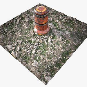 Mossy stones ground tile 3D model