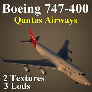 3d model boeing 747-400 qfa