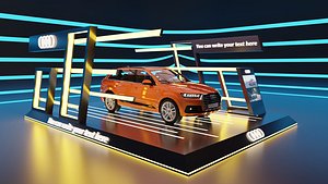 Audi Car Exposition - Showroom Render Scene 3D Model