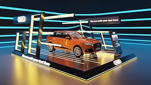 Audi Car Exposition - Showroom Render Scene 3D Model