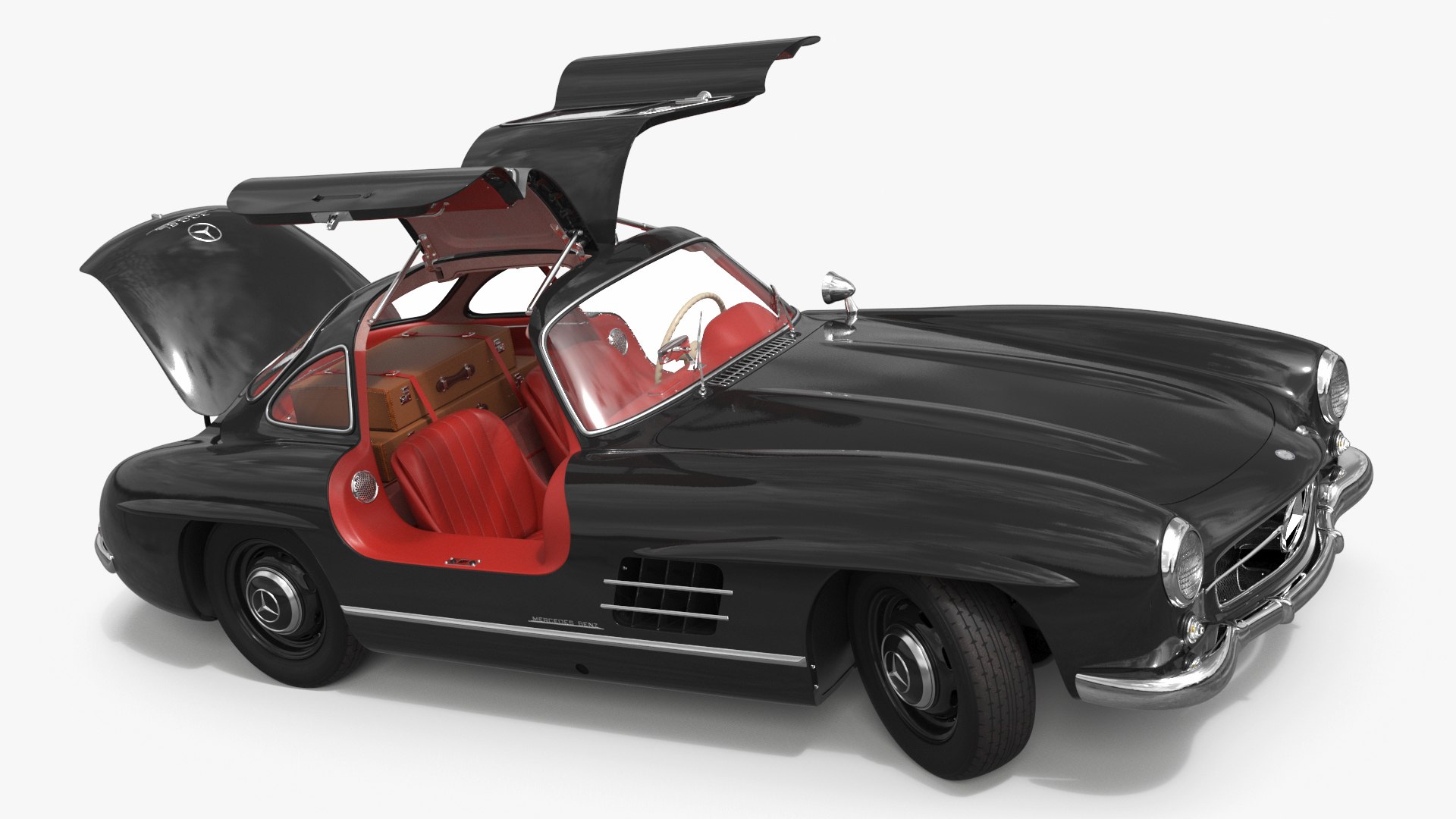 Mercedes-Benz 300SL Coupe Black Rigged for Maya 3D model preview