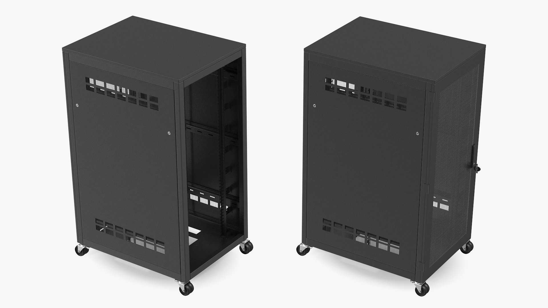 3D Floor Standing Rack 27U Black Empty model TurboSquid 1849306