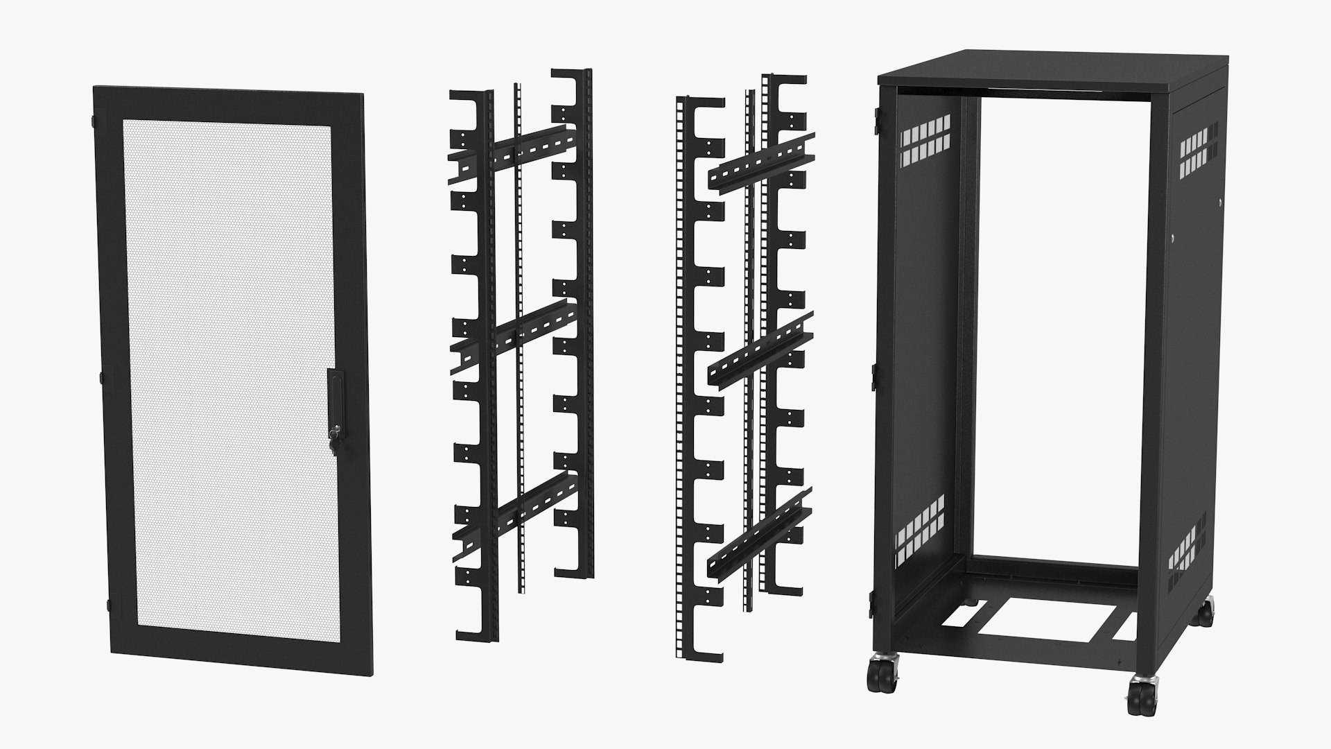 3D Floor Standing Rack 27U Black Empty model TurboSquid 1849306