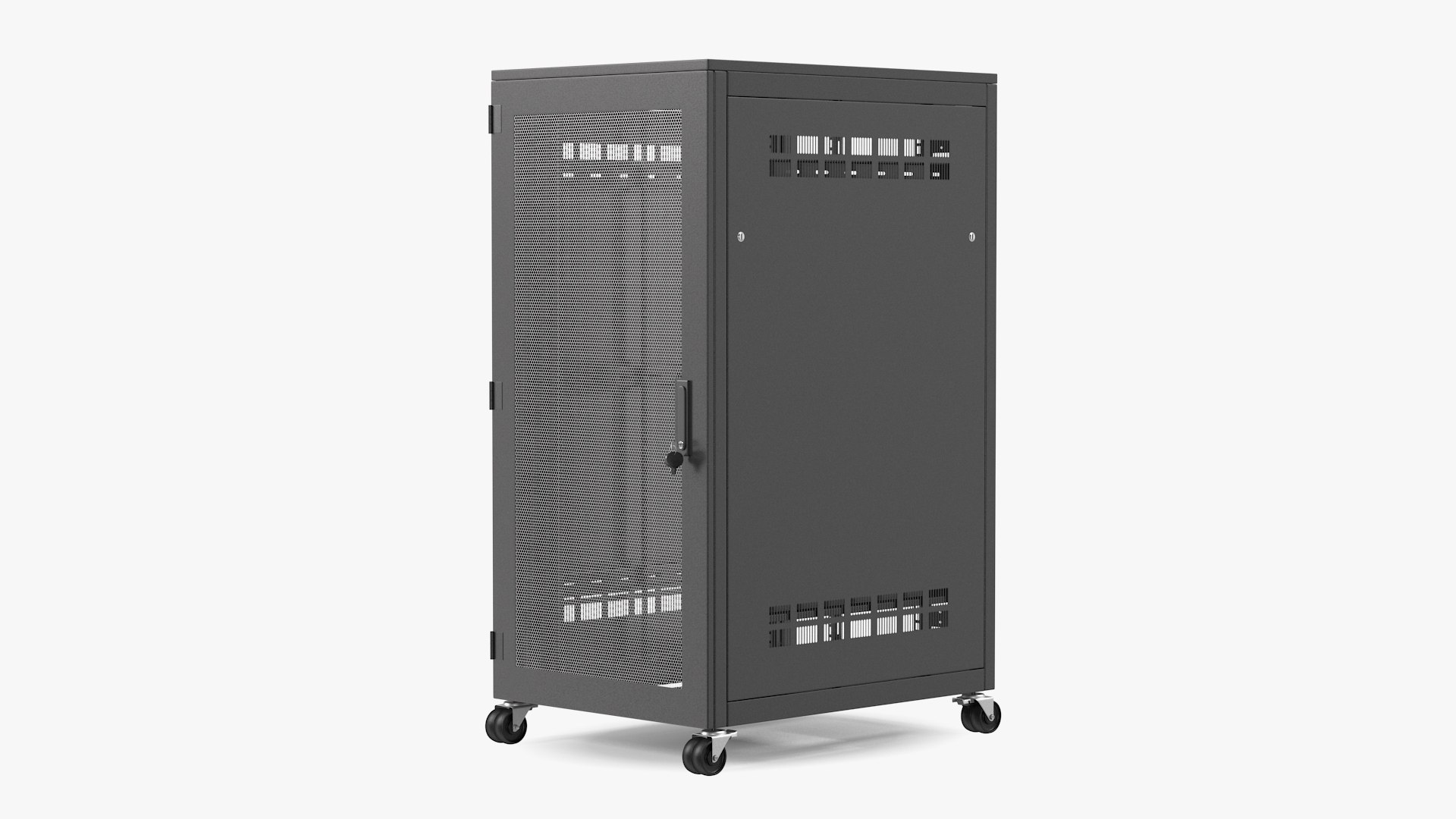 Floor Standing Rack Cabinet 27U Black Empty 3D model preview