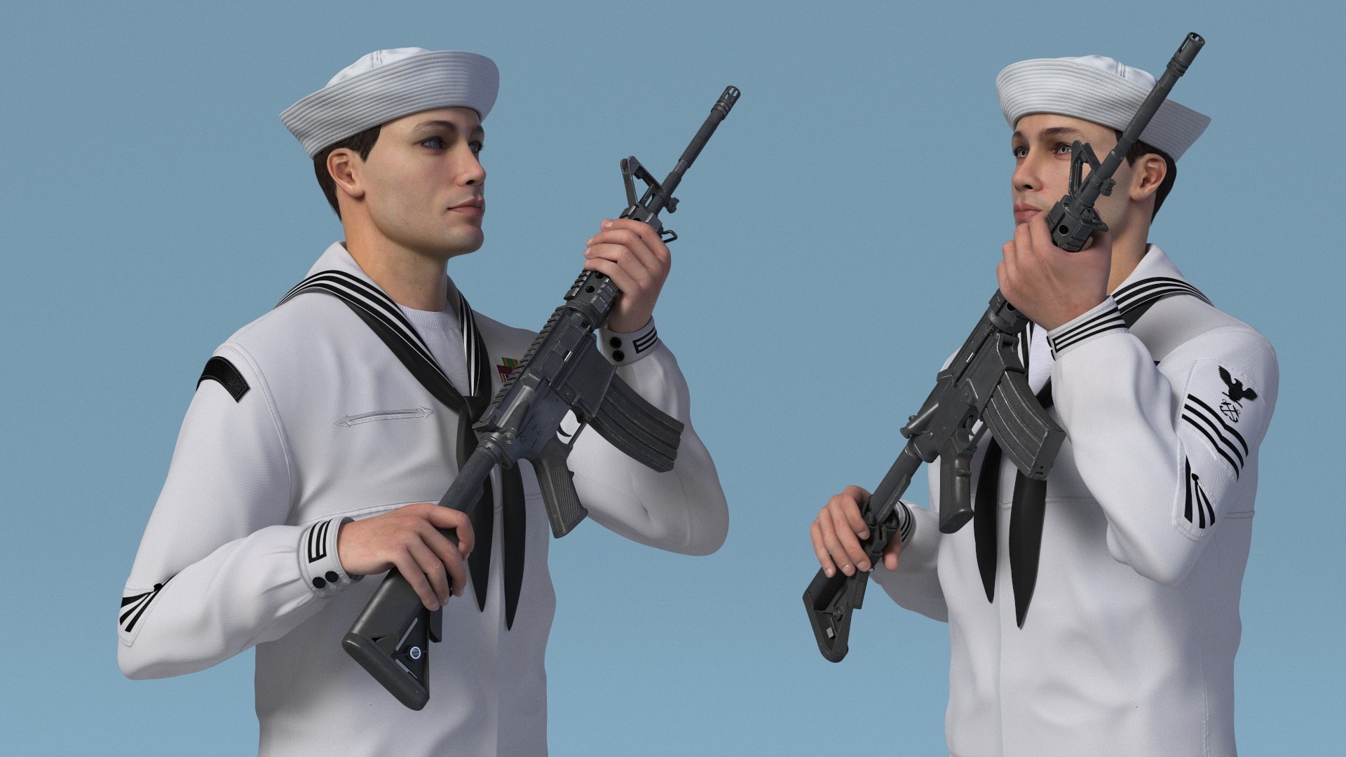 3D US Navy Sailor With Assault Rifle - TurboSquid 2392369