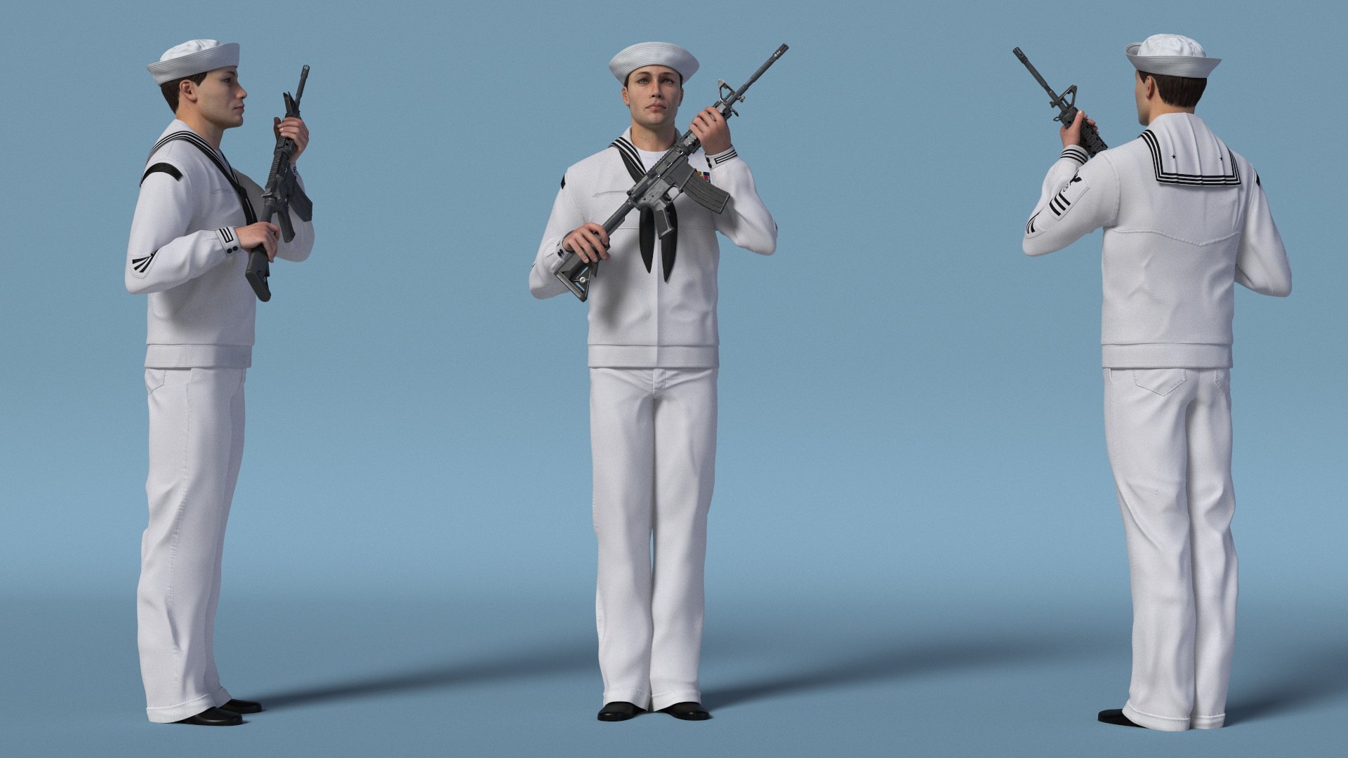3D US Navy Sailor With Assault Rifle - TurboSquid 2392369