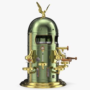 Vintage Espresso Machine With Empty Cups Green 3D