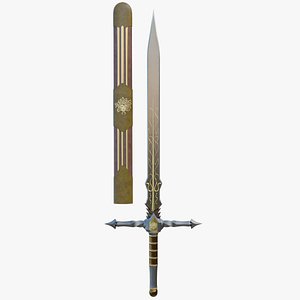 Fantasy Sword GameReady PBR Unity UE Arnold V-Ray Textures Included 3D model