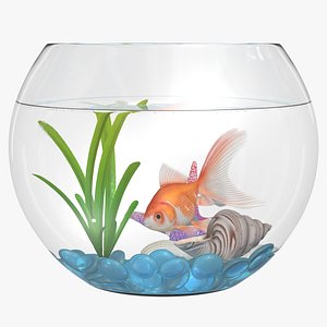 Fishbowl Glass Goldfish Veiltail Fish Collection 8K 3D