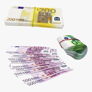 3D paper euro banknotes bank
