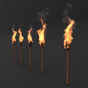 Volumetric Handheld Torch Flame VDB Set for Blender 3D model