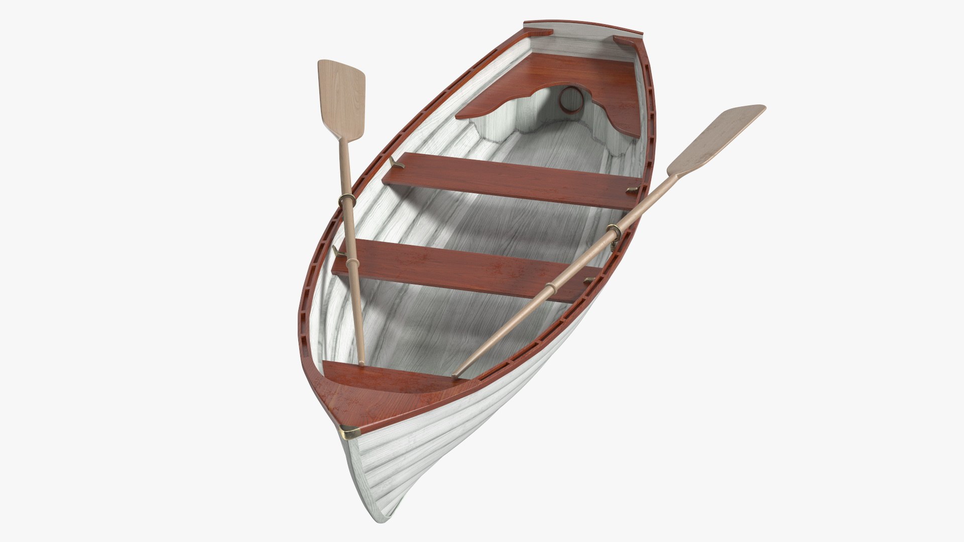 Wooden Rowboat with Oars 3D model preview