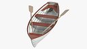 Wooden Rowboat with Oars