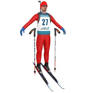 biathlon skier ski 3D model