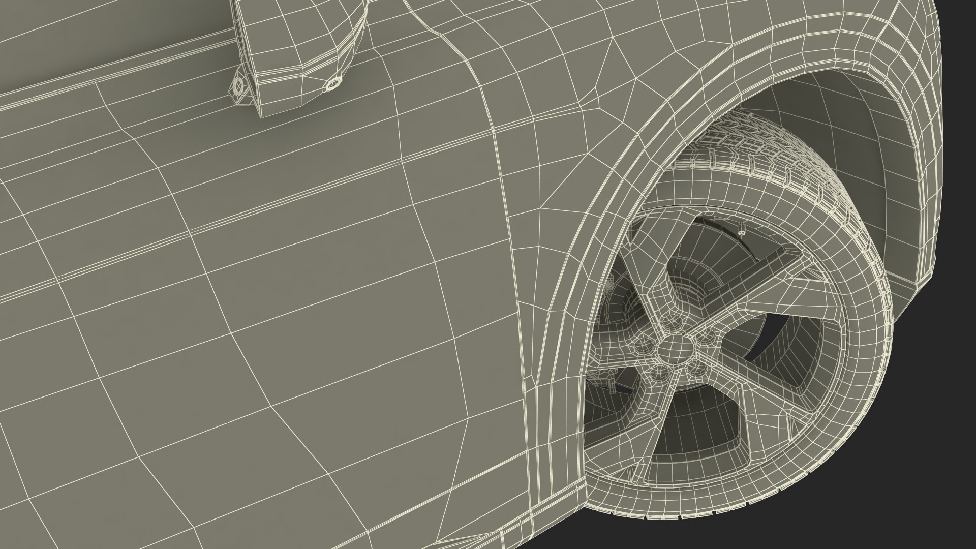 3D Lucid Gravity Olive Colored Electric SUV With Lights Off Rigged