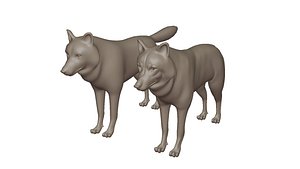 Wolf Low and High Poly