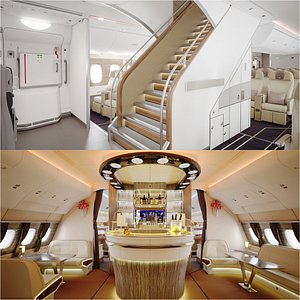 A380 Emirates Interior Cabin 3D model  First Class Full
