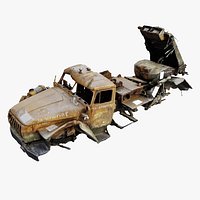 Destroyed BM-21 Grad or hailstorm self-propelled 122 mm multiple rocket launcher