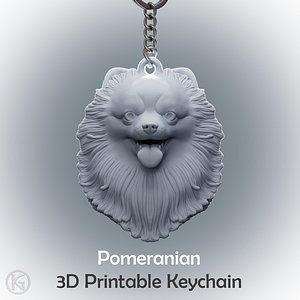3D Pomeranian Dog Keychain STL