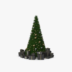 Christmas Tree with Black Gift Boxes model