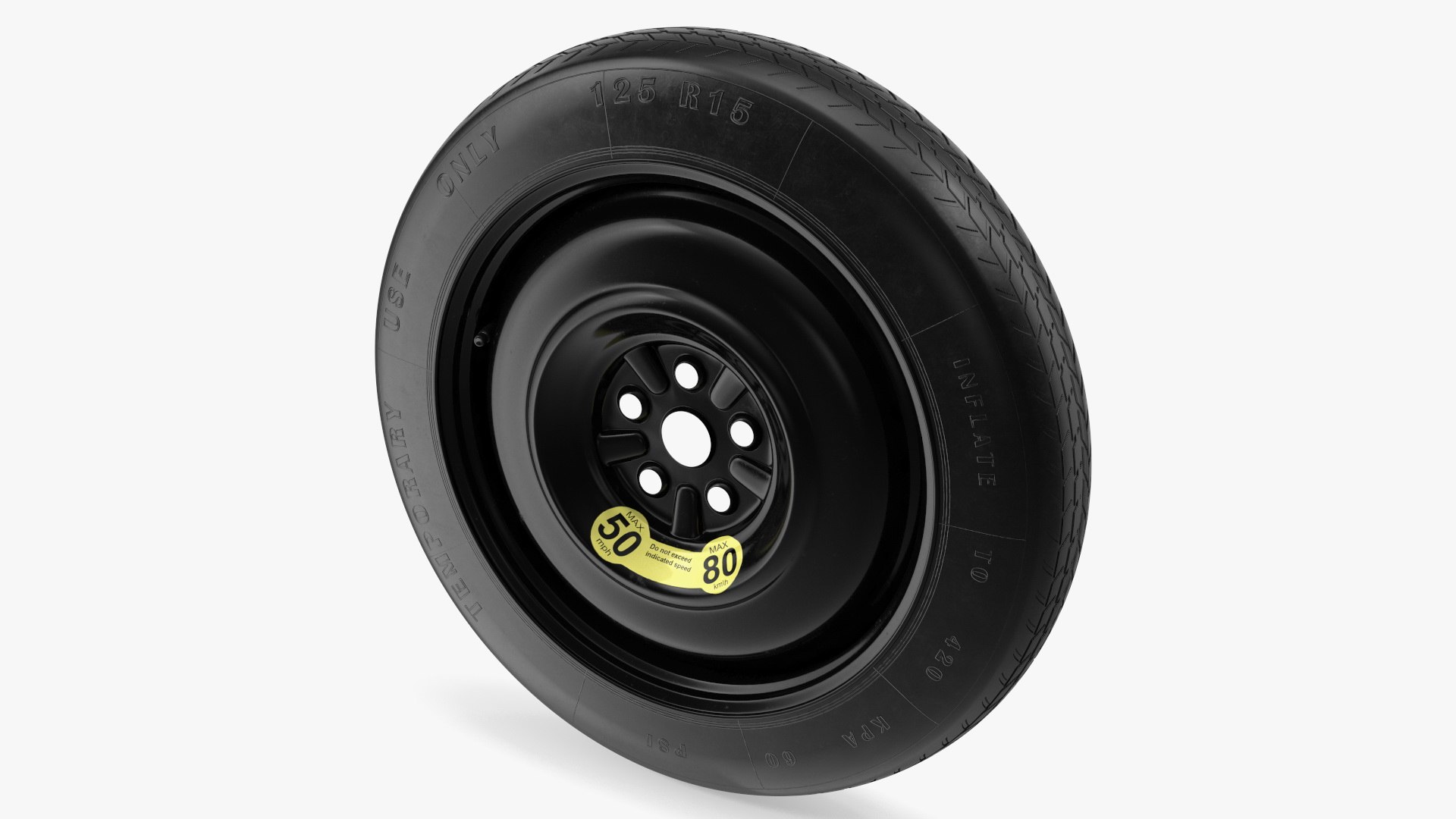 Temporary Spare Wheel with Tyre 125 R15 3D model preview