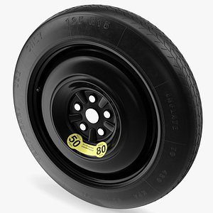 3D model Temporary Spare Wheel with Tyre 125 R15