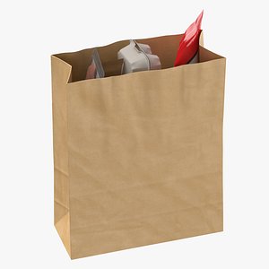 Bagged Groceries Paper Bag 3D model