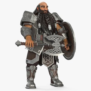 Game Dwarf Character in Chainmail Rigged 3D model