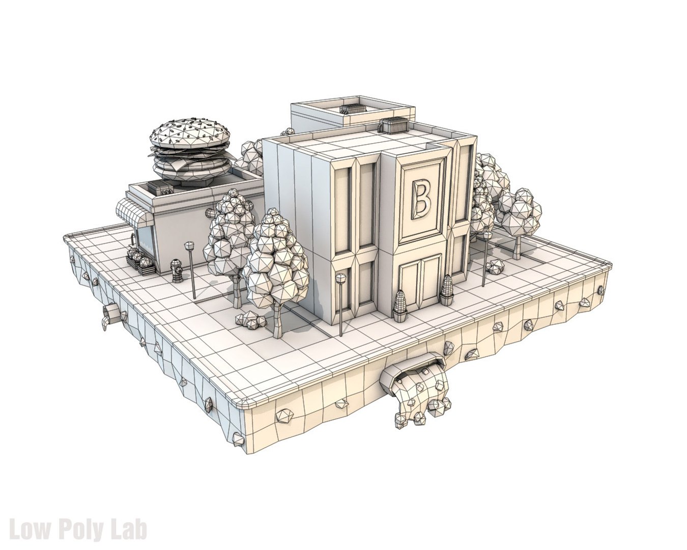 3D City Block Burger Cafe - TurboSquid 1154435