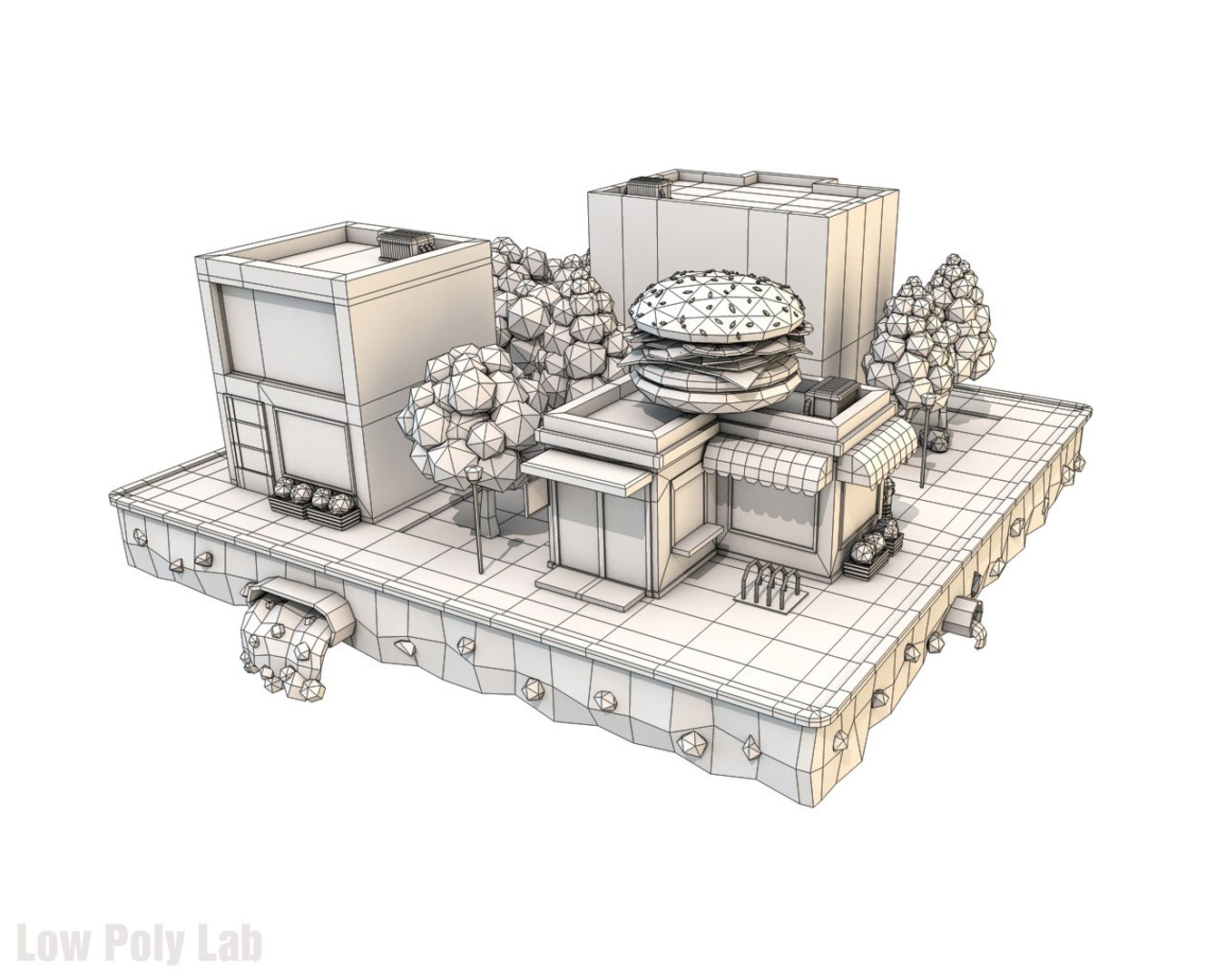 3D City Block Burger Cafe - TurboSquid 1154435