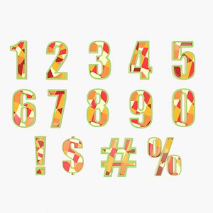 Set of numbers from 0 to 9 and symbols