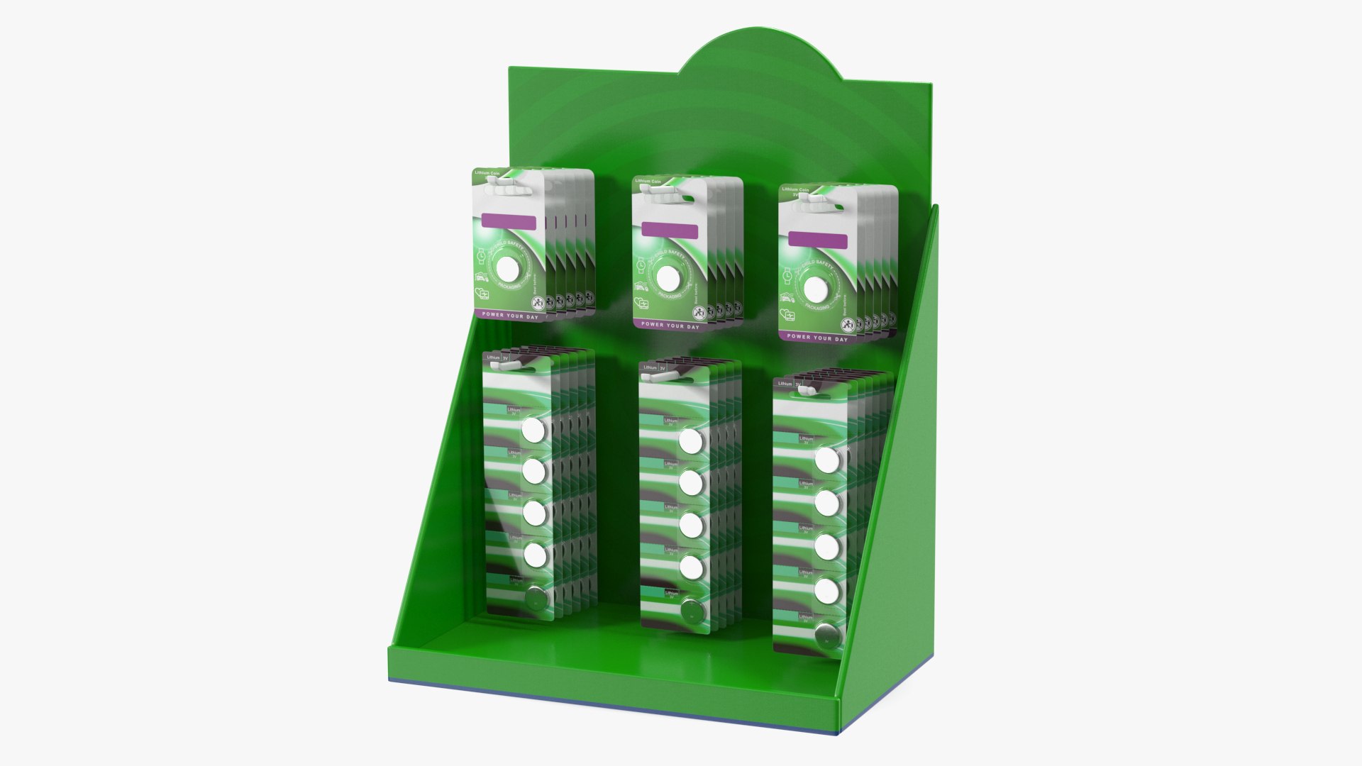 Green Counter Top Display with Goods 3D model preview