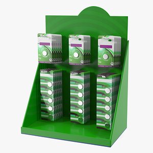 3D Green Counter Top Display with Goods