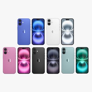 3D All the colors of the Apple iPhone 16 model