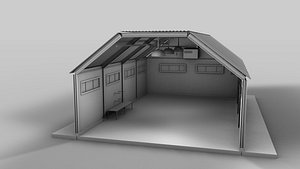 plane hangar car garage 3d model