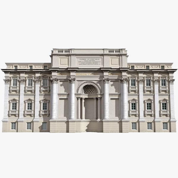 c4d trevi fountain building facade