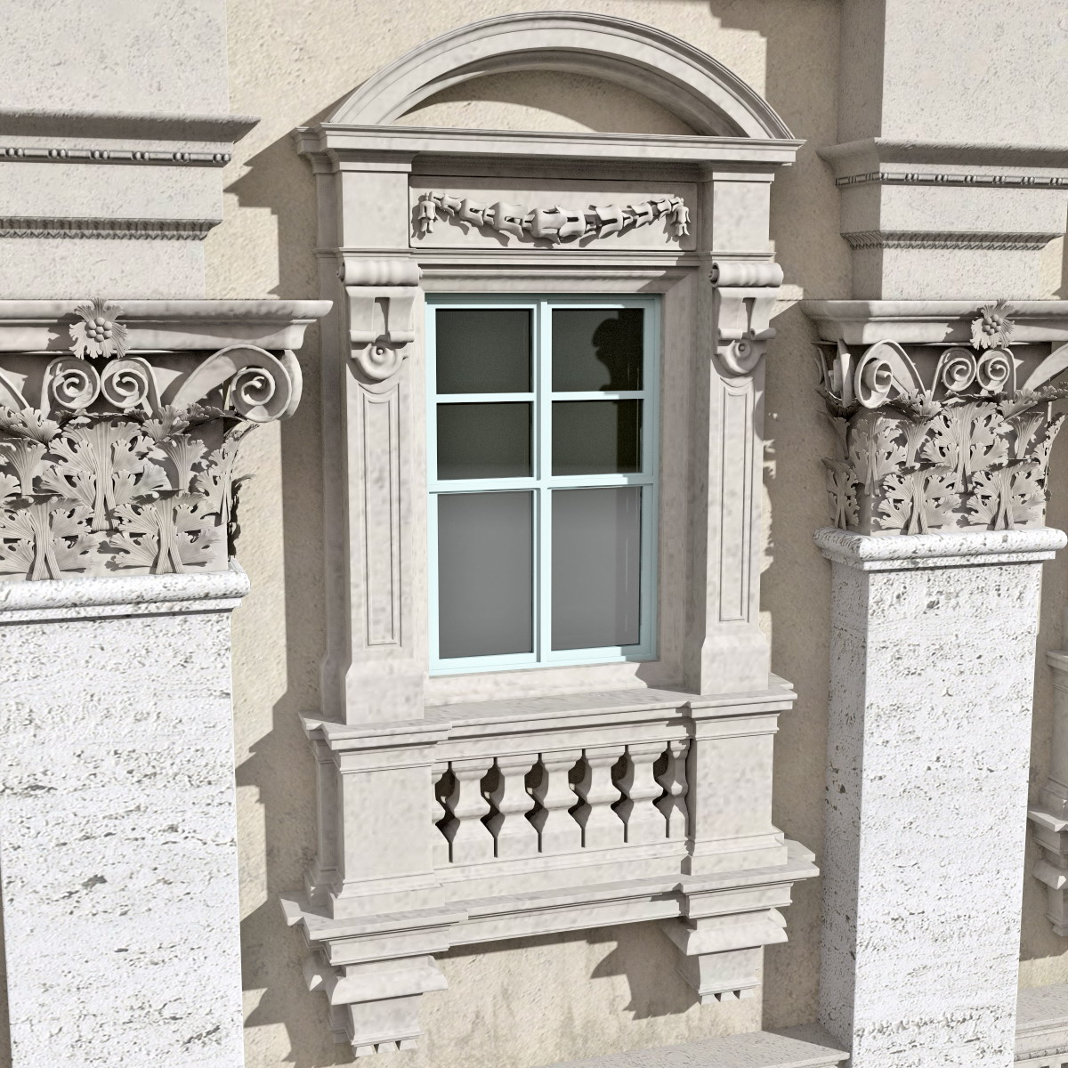 c4d trevi fountain building facade